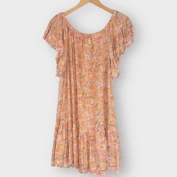 RACHEL ZOE Floral Print Off The Shoulder Drop Waist Dress Size Medium - Picture 5 of 8